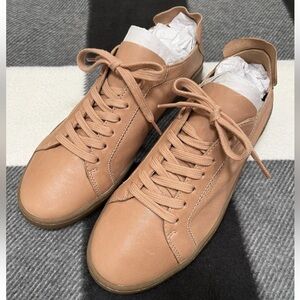 SAM EDELMAN Jayme Women 7.5M Leather Laced Sneakers Blush Soft Comfort New